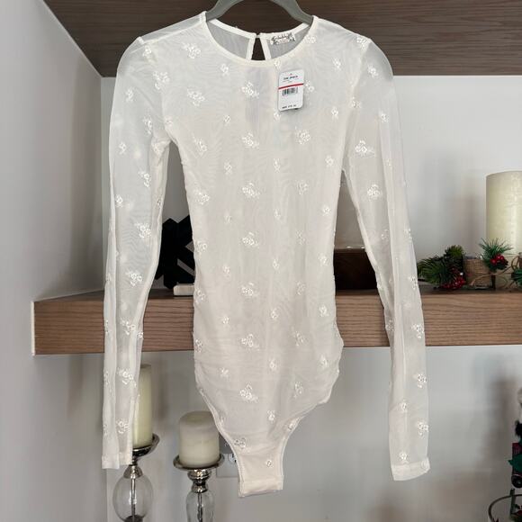 Free People Make Out Mesh Bodysuit in Ivory - Picture 2 of 8